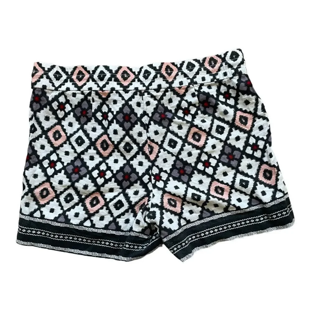 Ann Taylor LOFT Multicolor Boho Printed Linen Blend Pull On Shorts | 2 - Picture 2 of 4